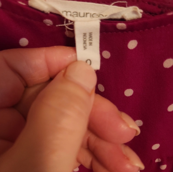 Maurices Dark Pink Polka Dot Blouse - Picture 4 of 6
